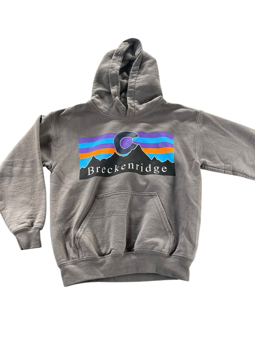 Gildan Gray Graphic Breckenridge Colorado Pullover Hoodie Youth Size Small